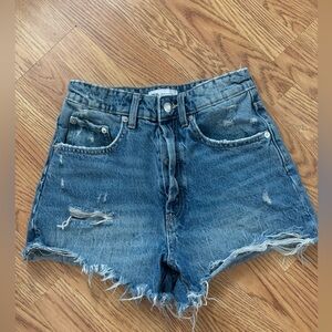 Zara denim distressed shorts 2